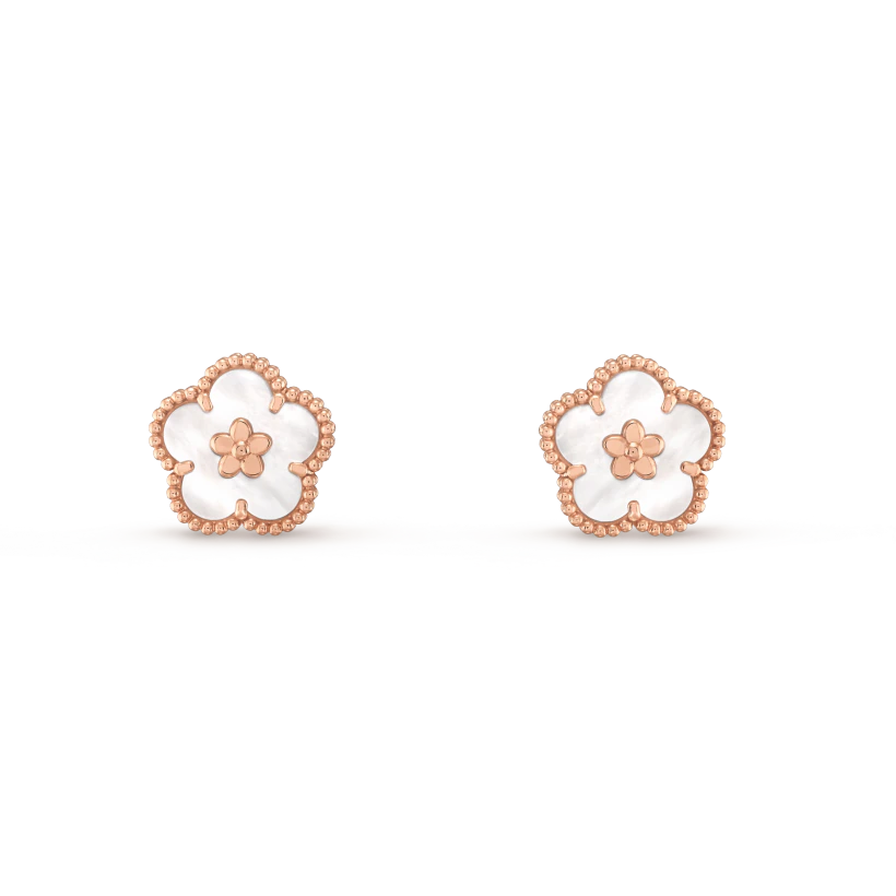 [Resenly Jewelry]LUCKY PINK GOLD WHITE MOP EARRINGS