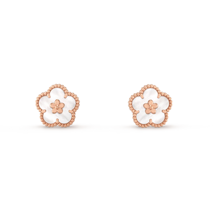 [Resenly Jewelry]LUCKY PINK GOLD WHITE MOP EARRINGS