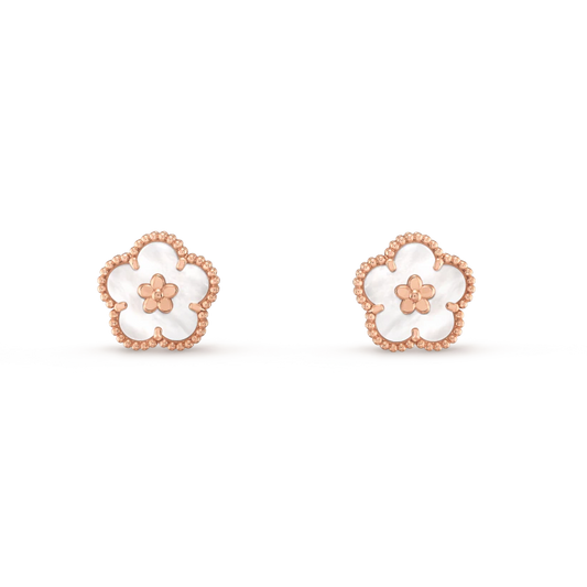 [Resenly Jewelry]LUCKY PINK GOLD WHITE MOP EARRINGS