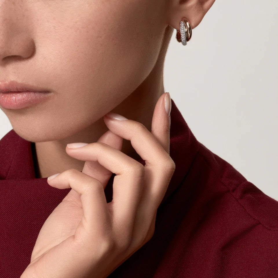 [Resenly Jewelry]TRINITY HALF DIAMOND  CLASSIC EARRINGS