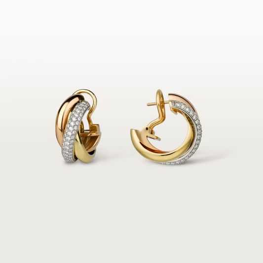 [Resenly Jewelry]TRINITY HALF DIAMOND  CLASSIC EARRINGS