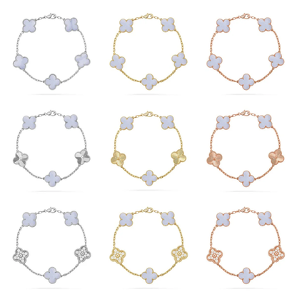 [Resenly Jewelry] CLOVER 5 MOTIF PURPLE CHALCEDONY BRACELET COLLECTION
