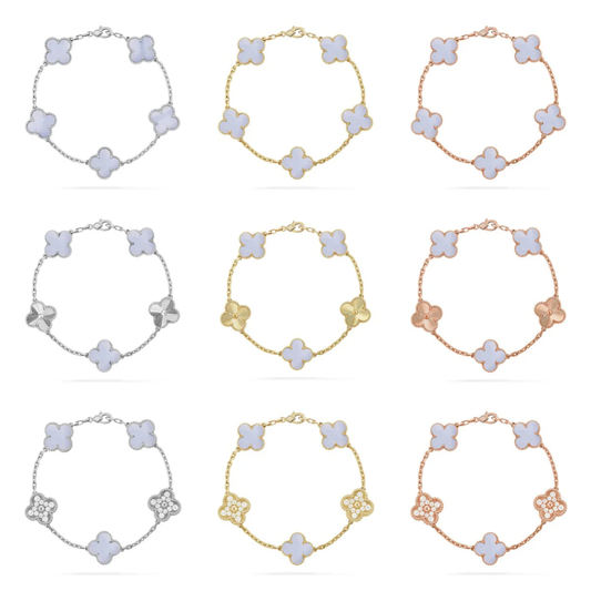 [Resenly Jewelry] CLOVER 5 MOTIF PURPLE CHALCEDONY BRACELET COLLECTION