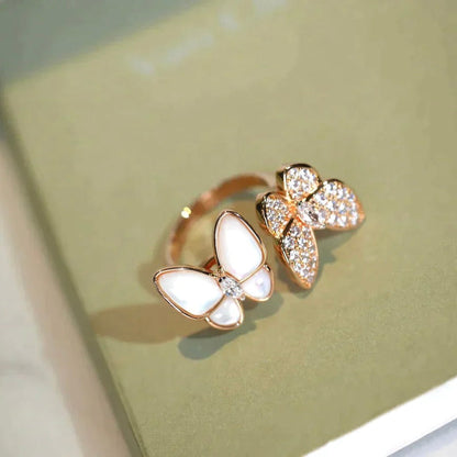 [Resenly Jewelry]TWIN BUTTERFLY DIAMOND MOP RING