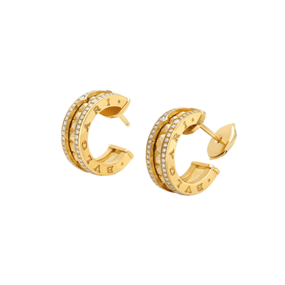 [Resenly Jewelry]ZERO 1 ROCK GOLD EARRINGS WITH STUDDED SPIRAL AND PAVED DIAMONDS