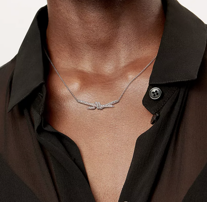 [Resenly Jewelry]KNOT PENDANT SILVER DIAMOND NECKLACE