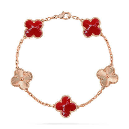 [Resenly Jewelry]CLOVER 5 MOTIF RED PATTERN BRACELET COLLECTION