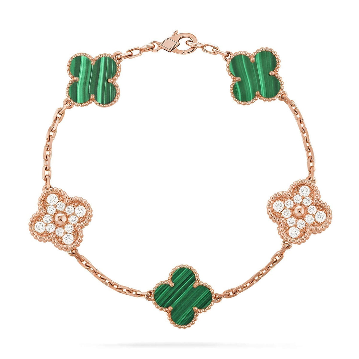 [Resenly Jewelry] CLOVER 5 MOTIF MALACHITE BRACELET COLLECTION