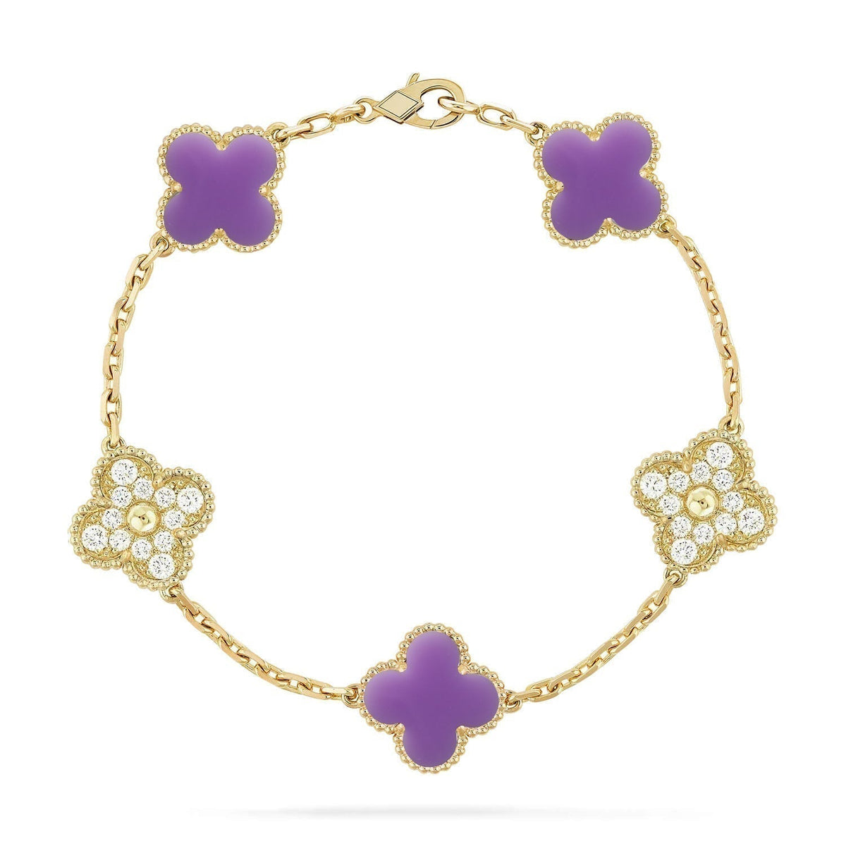 [Resenly Jewelry]CLOVER 5 MOTIF LIGHT PURPLE BRACELET COLLECTION