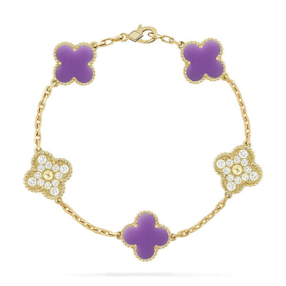 [Resenly Jewelry]CLOVER 5 MOTIF LIGHT PURPLE BRACELET COLLECTION