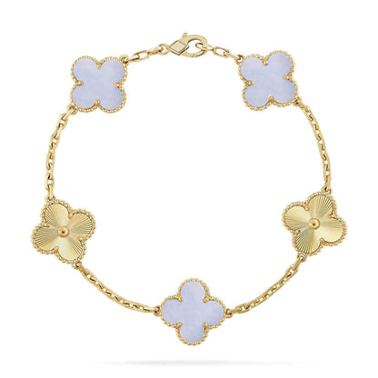 [Resenly Jewelry] CLOVER 5 MOTIF PURPLE CHALCEDONY BRACELET COLLECTION
