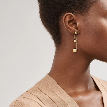 [Resenly Jewelry]TRIPLE DROP GOLD EARRINGS