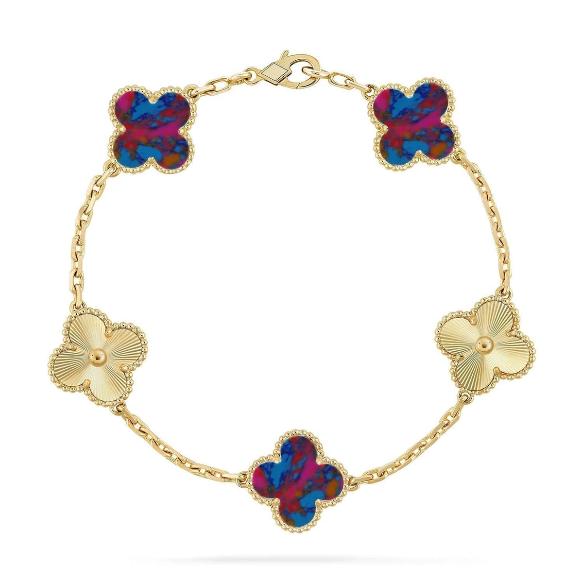 [Resenly Jewelry]CLOVER 5 MOTIF COLOR GEMSTONES BRACELET COLLECTION