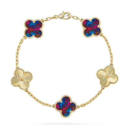 [Resenly Jewelry]CLOVER 5 MOTIF COLOR GEMSTONES BRACELET COLLECTION