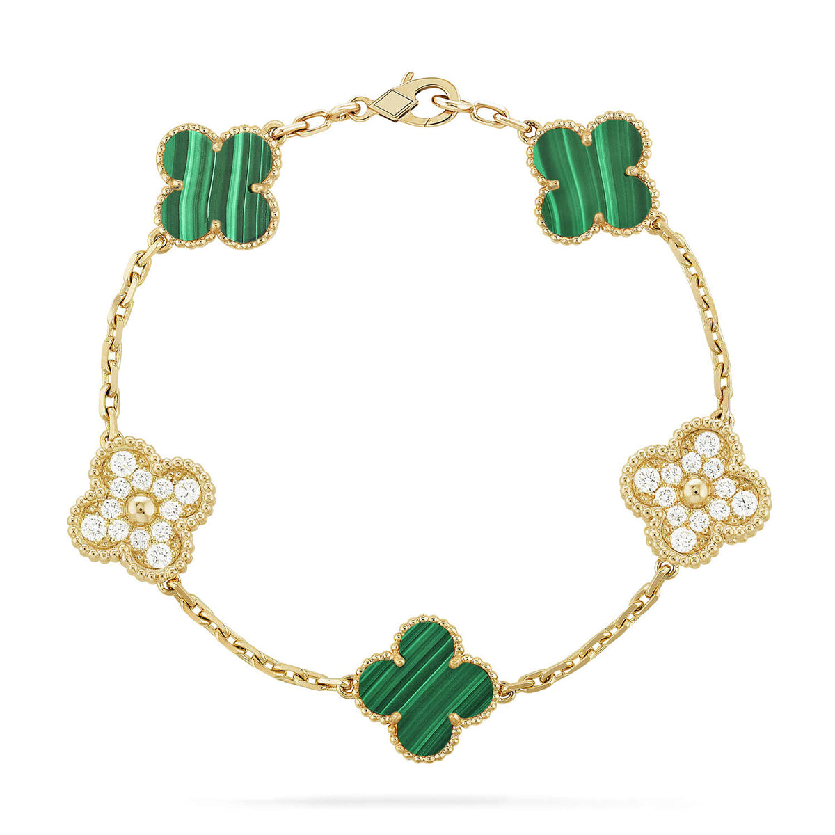 [Resenly Jewelry] CLOVER 5 MOTIF MALACHITE BRACELET COLLECTION