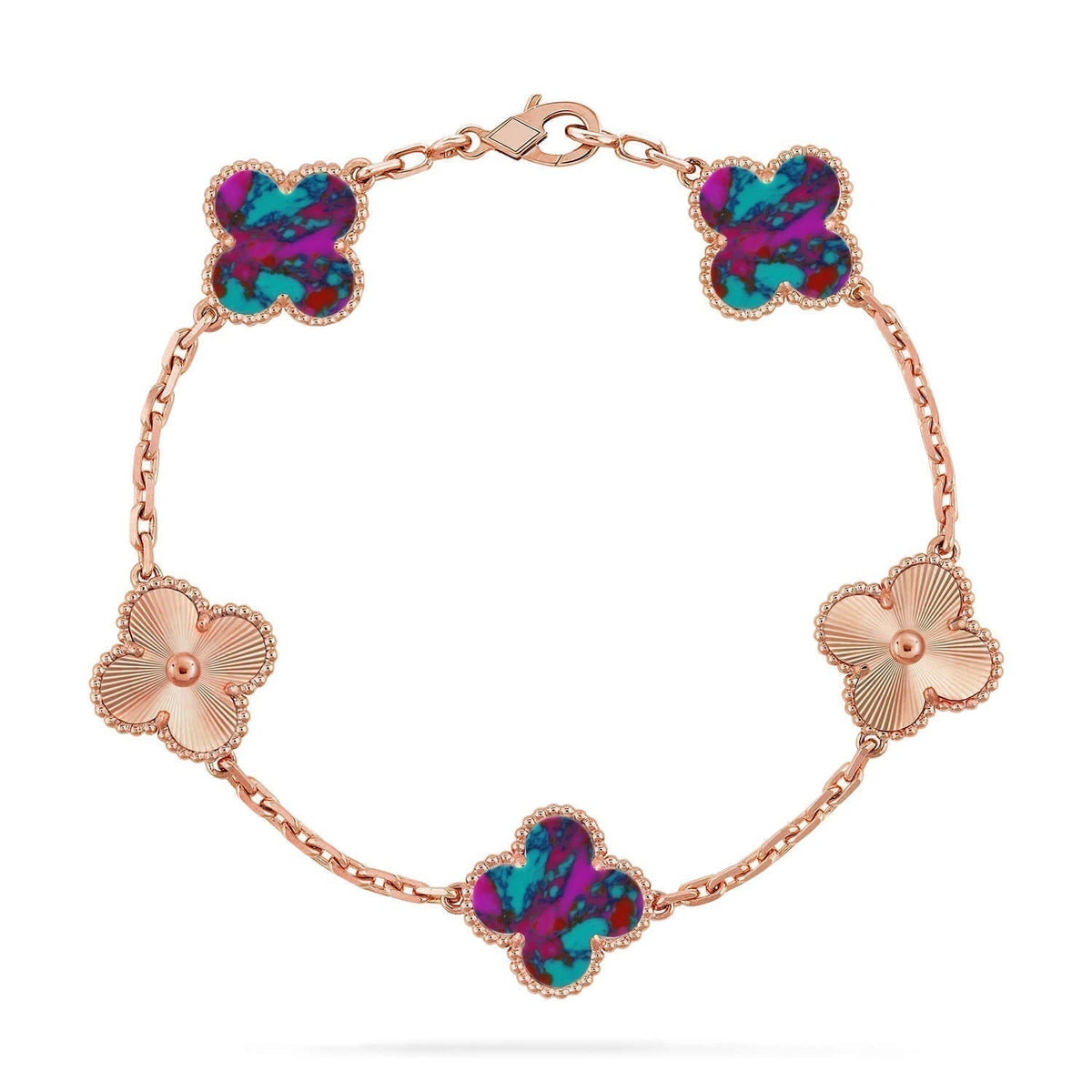 [Resenly Jewelry]CLOVER 5 MOTIF COLOR GEMSTONES BRACELET COLLECTION