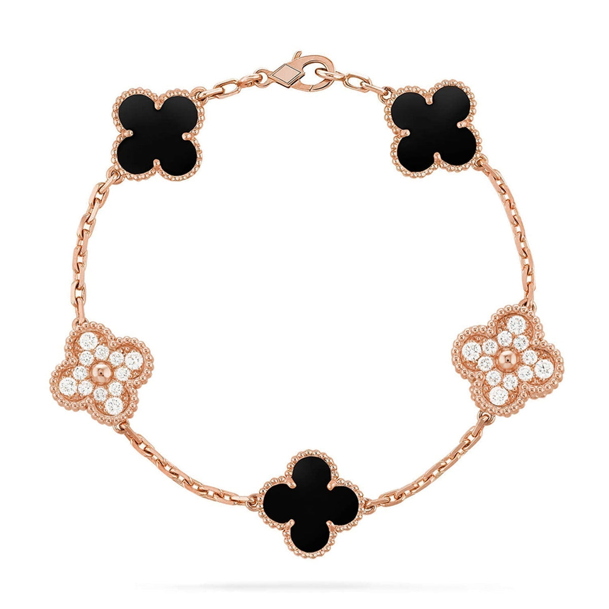 [Resenly Jewelry] CLOVER 5 MOTIF ONYXS BRACELET COLLECTION