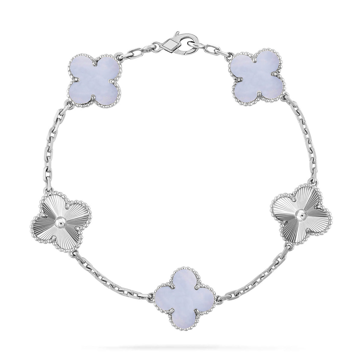 [Resenly Jewelry] CLOVER 5 MOTIF PURPLE CHALCEDONY BRACELET COLLECTION