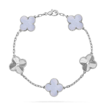 [Resenly Jewelry] CLOVER 5 MOTIF PURPLE CHALCEDONY BRACELET COLLECTION