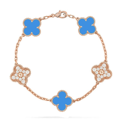 [Resenly Jewelry] CLOVER 5 MOTIF BLUE AGATE BRACELET COLLECTION
