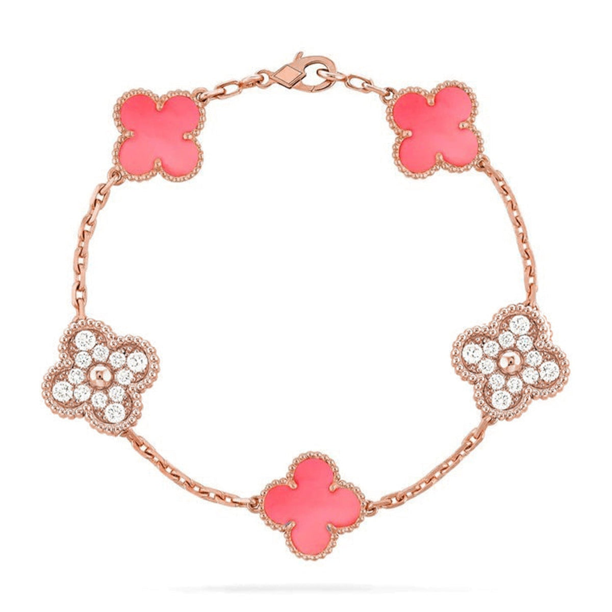 [Resenly Jewelry] CLOVER 5 MOTIFS  PINK MOP BRACELET COLLECTION