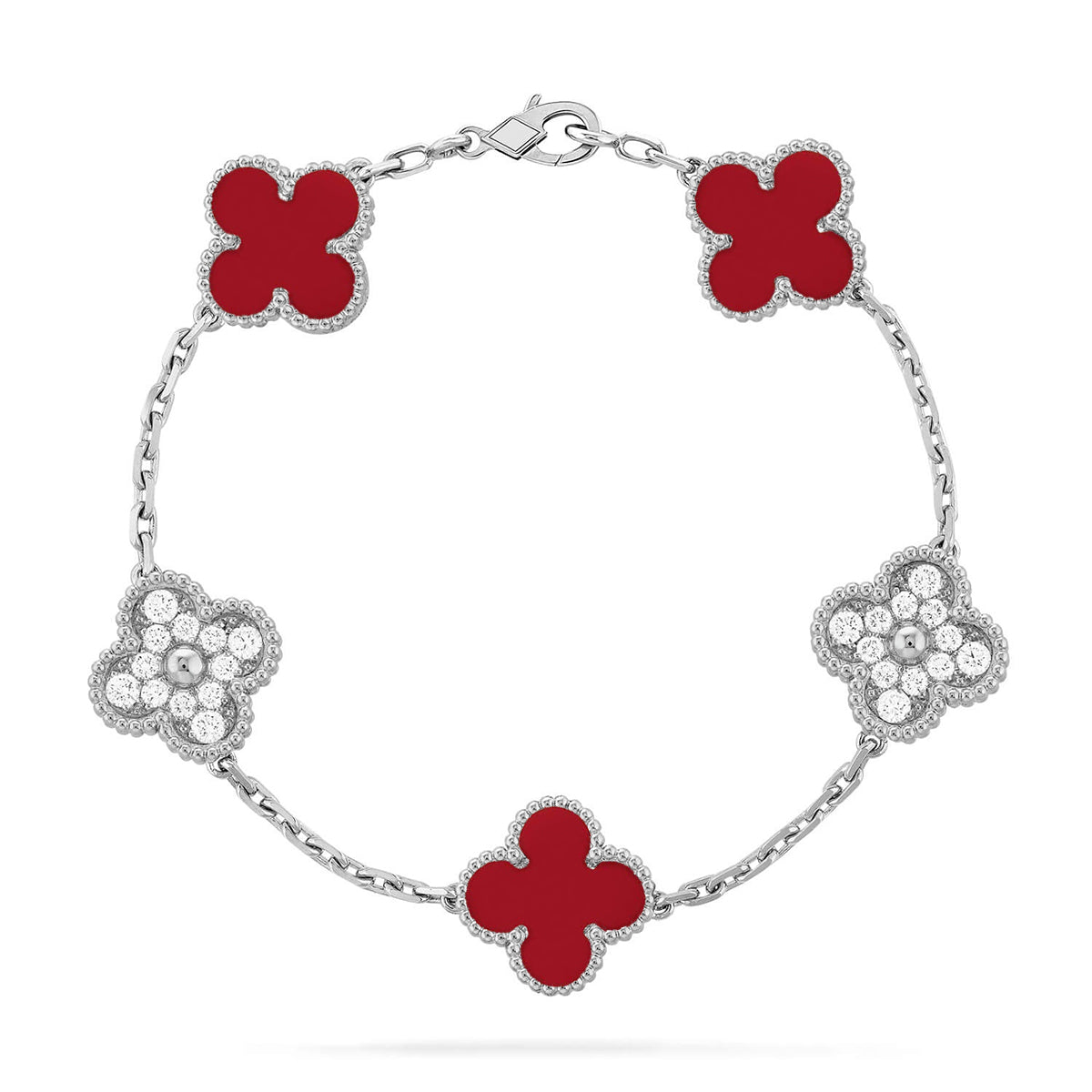 [Resenly Jewelry] CLOVER 5 MOTIF RED CORNELIAN BRACELET COLLECTION