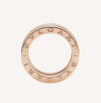 [Resenly Jewelry]ZERO 1 TWO-BAND LOOPS AND WHITE CERAMIC SPIRAL PINK GOLD RING