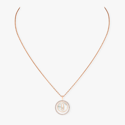 [Resenly Jewelry]LUCKY MOVE 1 DIAMOND WHITE MOTHER OF PEARL PINK GOLD DIAMOND NECKLACE