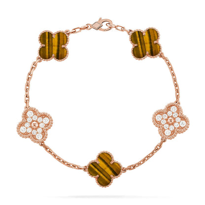 [Resenly Jewelry] CLOVER 5 MOTIFS TIGER EYE BRACELET COLLECTION