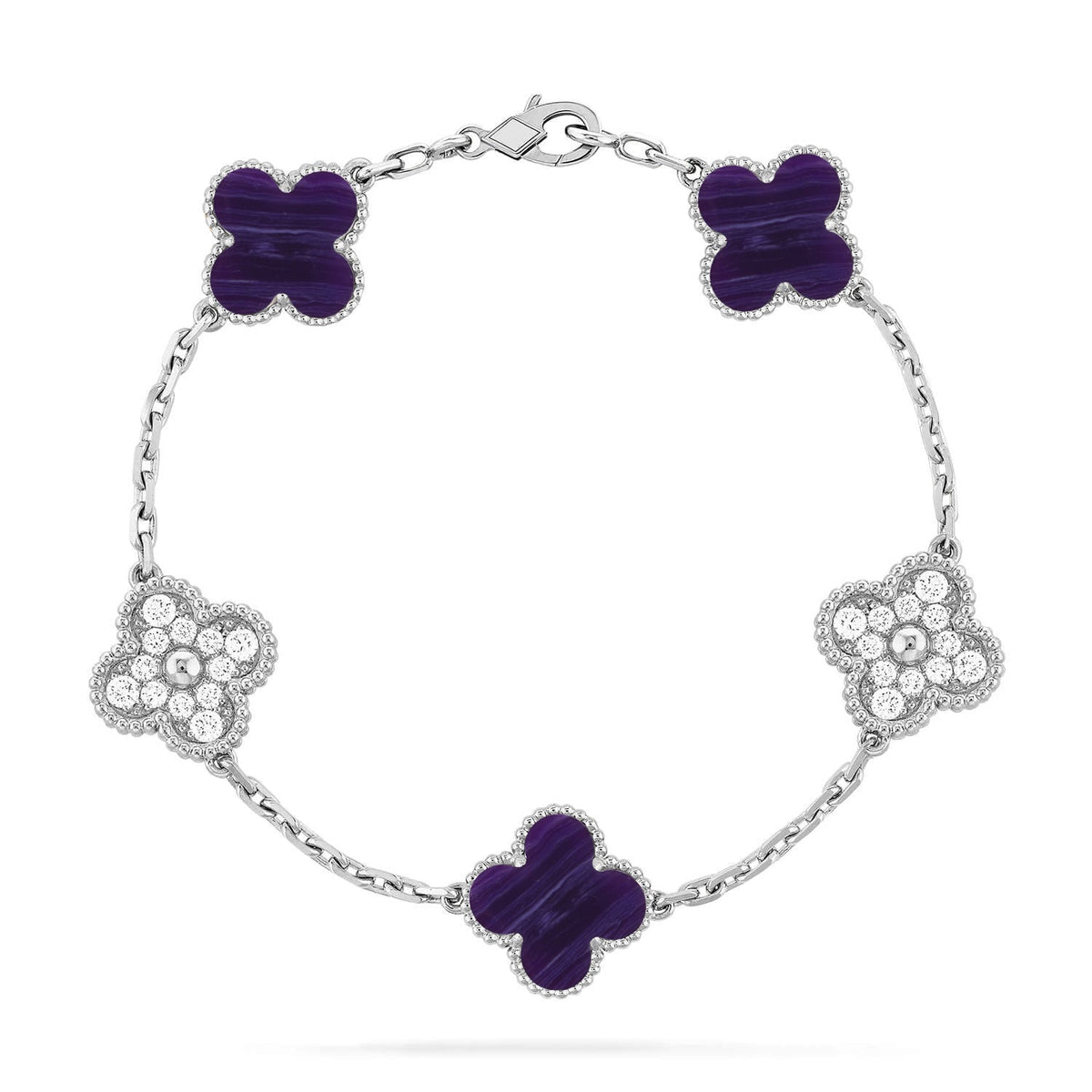 [Resenly Jewelry]CLOVER 5 MOTIF PURPLE STRIPES BRACELET COLLECTION