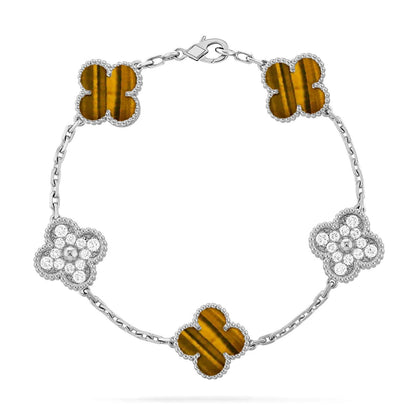 [Resenly Jewelry] CLOVER 5 MOTIFS TIGER EYE BRACELET COLLECTION