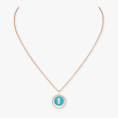 [Resenly Jewelry]LUCKY MOVE 1 DIAMOND TURQUOISE PINK GOLD DIAMOND NECKLACE