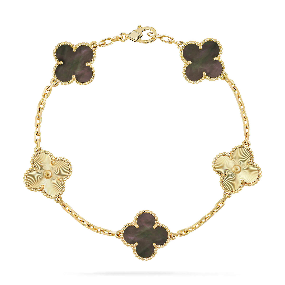 [Resenly Jewelry] CLOVER 5 MOTIF GRAY MOP BRACELET COLLECTION