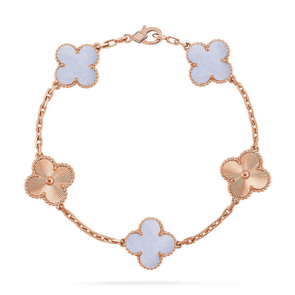 [Resenly Jewelry] CLOVER 5 MOTIF PURPLE CHALCEDONY BRACELET COLLECTION