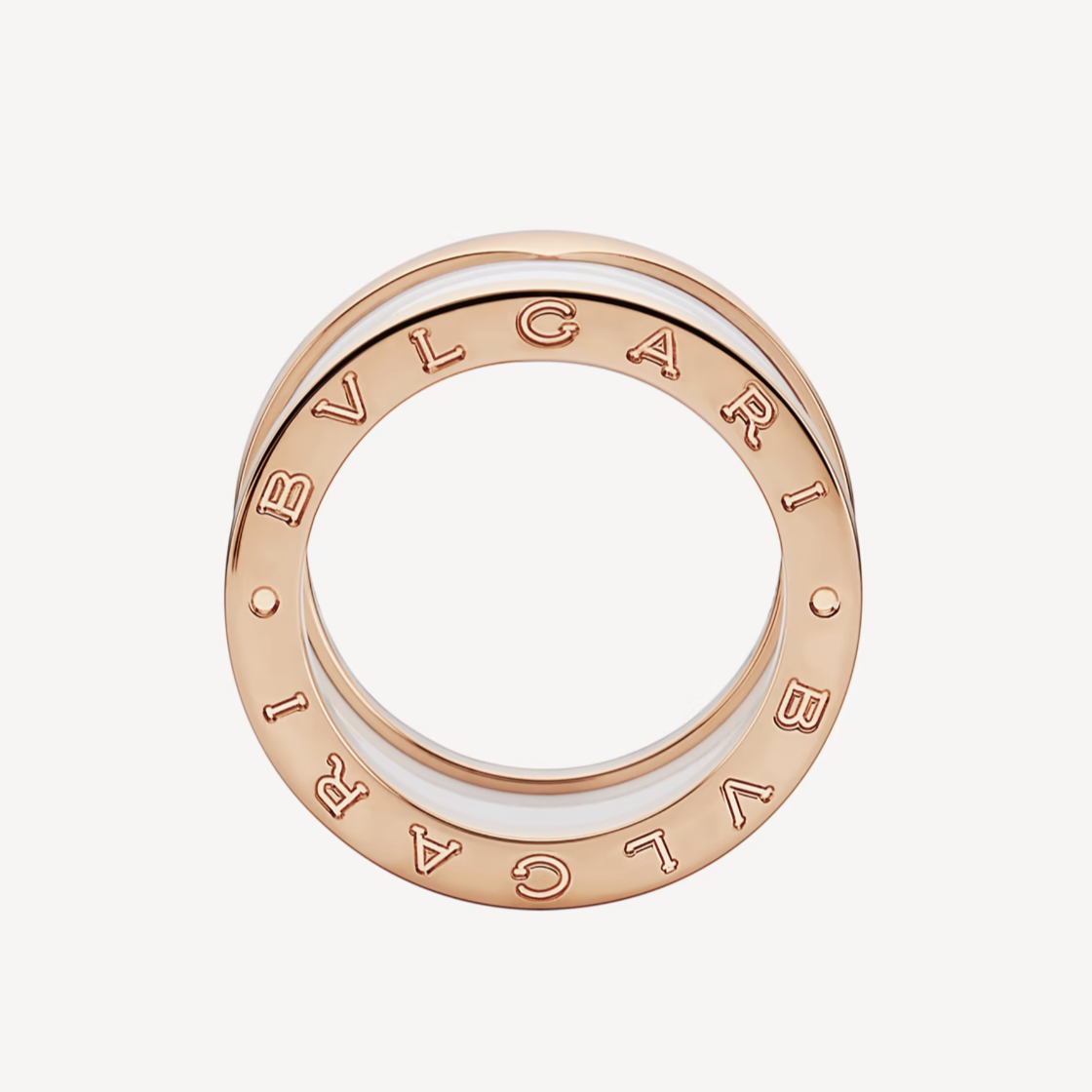 [Resenly Jewelry]ZERO 1 FOUR-BAND LOOPS AND WHITE CERAMIC SPIRAL PINK GOLD RING