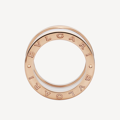 [Resenly Jewelry]ZERO 1 FOUR-BAND LOOPS AND WHITE CERAMIC SPIRAL PINK GOLD RING