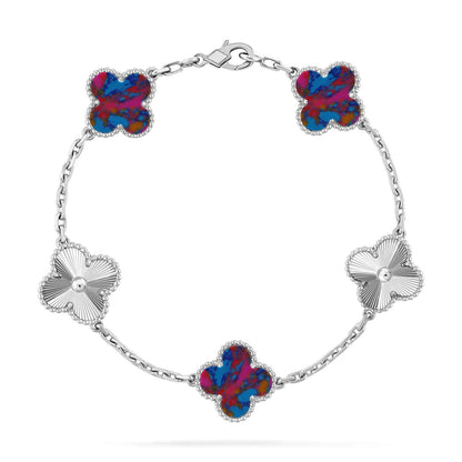 [Resenly Jewelry]CLOVER 5 MOTIF COLOR GEMSTONES BRACELET COLLECTION
