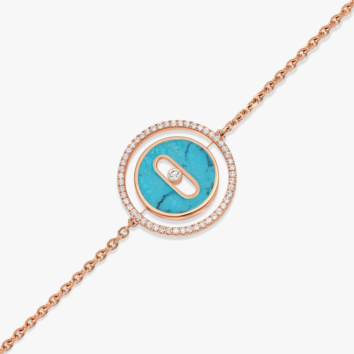 [Resenly Jewelry]LUCKY MOVE TURQUOISE PINK GOLD DIAMOND BRACELET(Adjustable)