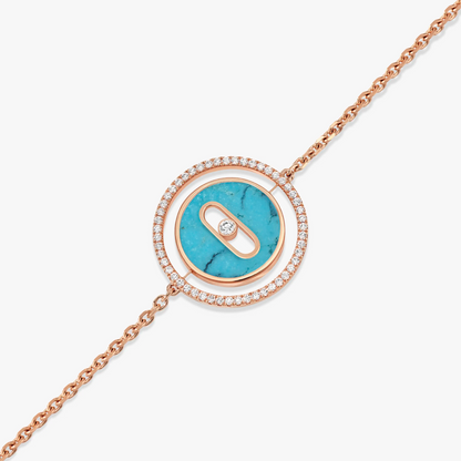 [Resenly Jewelry]LUCKY MOVE TURQUOISE PINK GOLD DIAMOND BRACELET(Adjustable)
