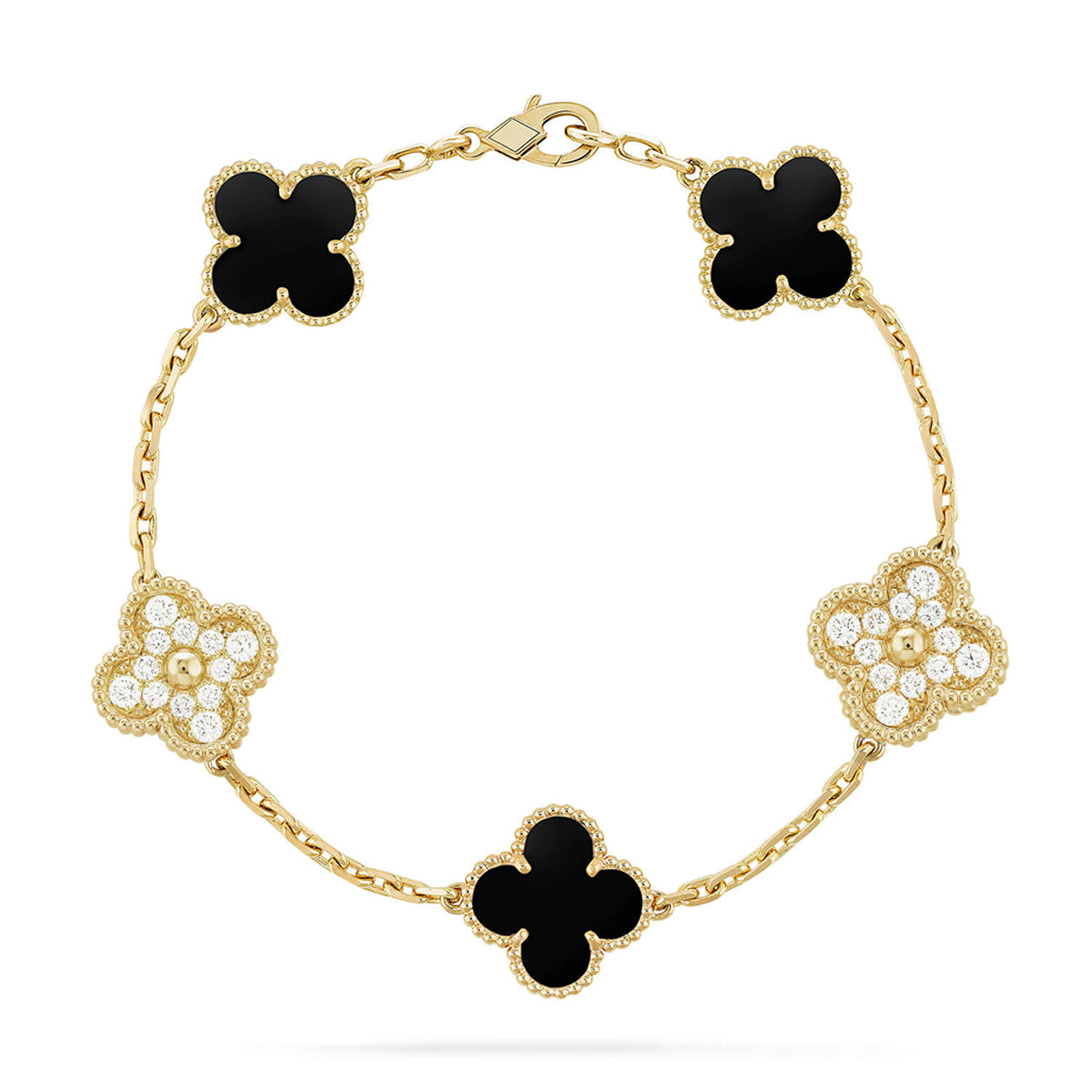 [Resenly Jewelry] CLOVER 5 MOTIF ONYXS BRACELET COLLECTION