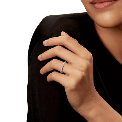 [Resenly Jewelry]LOCK RING SILVER DIAMOND PAVED