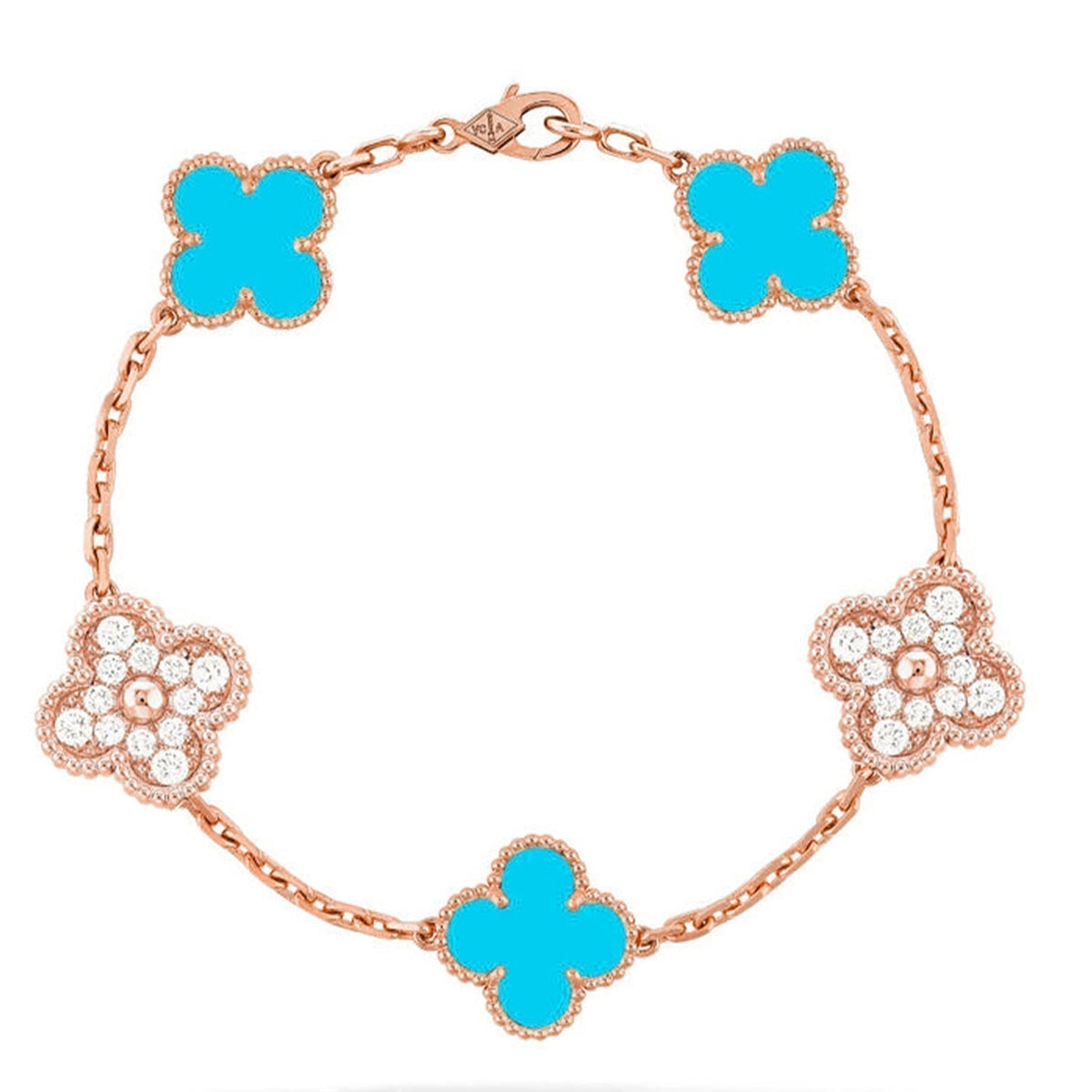 [Resenly Jewelry] CLOVER 5 MOTIF TURQUOISE BRACELET COLLECTION