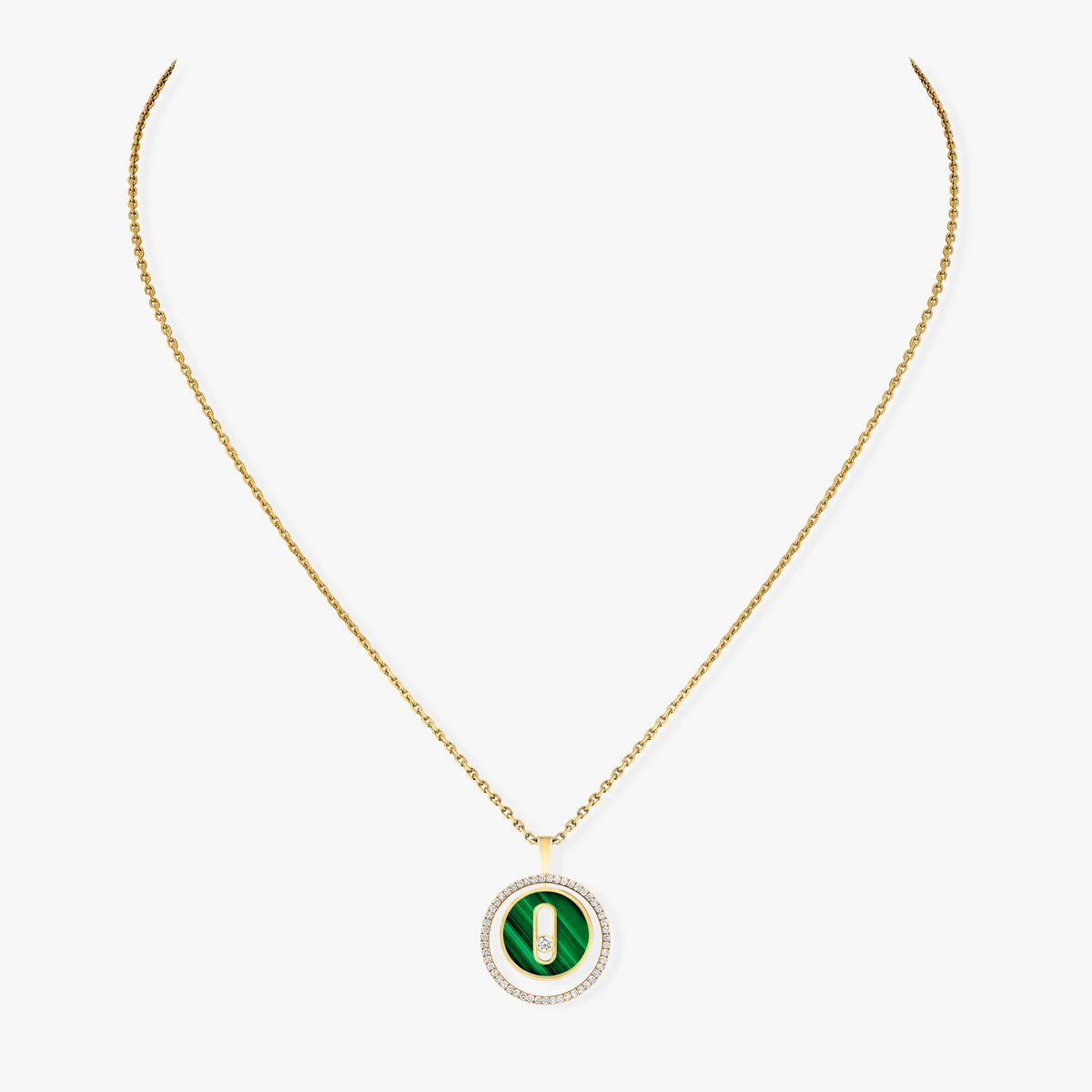 [Resenly Jewelry]LUCKY MOVE 1 DIAMOND MALACHITE GOLD DIAMOND NECKLACE