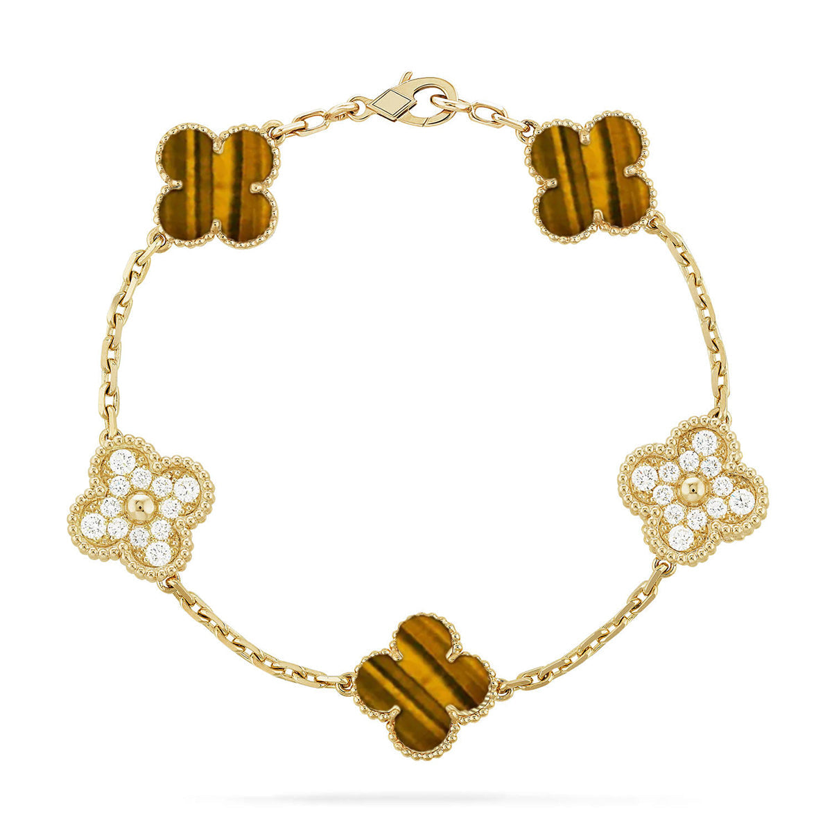 [Resenly Jewelry] CLOVER 5 MOTIFS TIGER EYE BRACELET COLLECTION