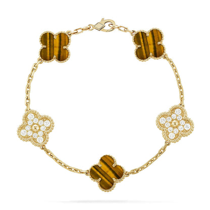 [Resenly Jewelry] CLOVER 5 MOTIFS TIGER EYE BRACELET COLLECTION