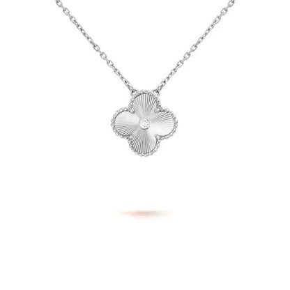 [Resenly Jewelry]CLOVER  15MM DIAMOND LASER NECKLACE SILVER