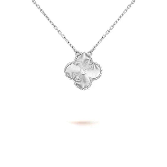 [Resenly Jewelry]CLOVER  15MM DIAMOND LASER NECKLACE SILVER