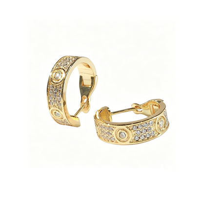 [Resenly Jewelry]LOVE 5.5MM DIAMOND PAVED EARRINGS