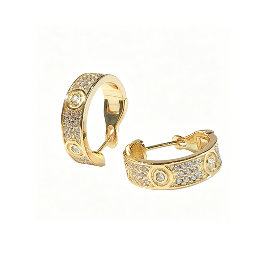 [Resenly Jewelry]LOVE 5.5MM DIAMOND PAVED EARRINGS