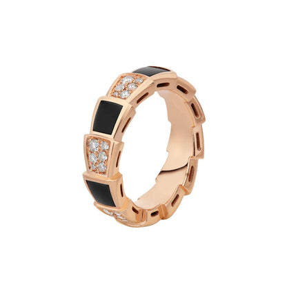 [Resenly Jewelry]SERPENTI RING PINK GOLD BLACK MOP DIAMOND PAVED 4MM